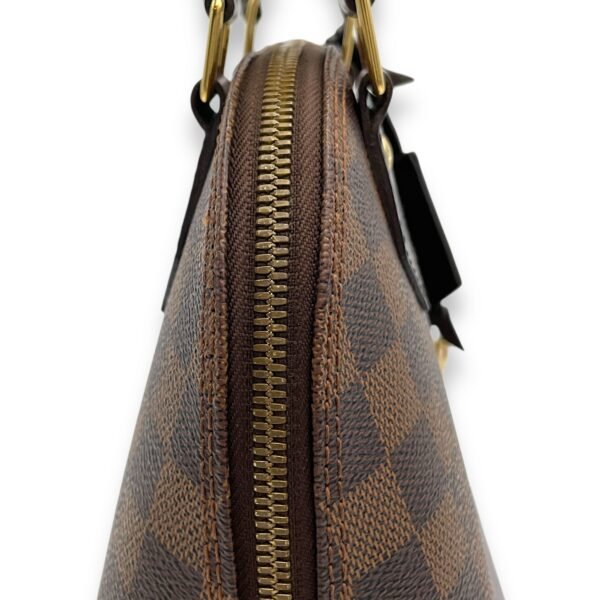 Alma BB Damier Ebene Top Handle Bag in Coated Canvas, Gold hardware - Image 8