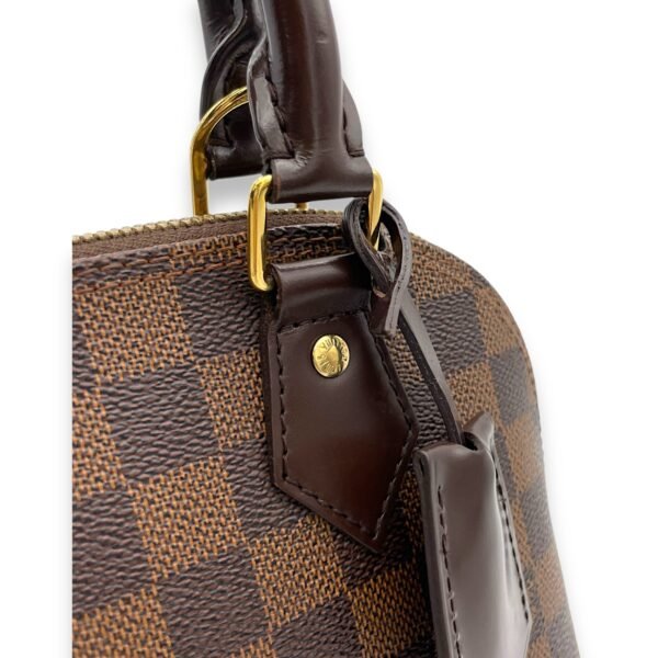Alma BB Damier Ebene Top Handle Bag in Coated Canvas, Gold hardware - Image 9