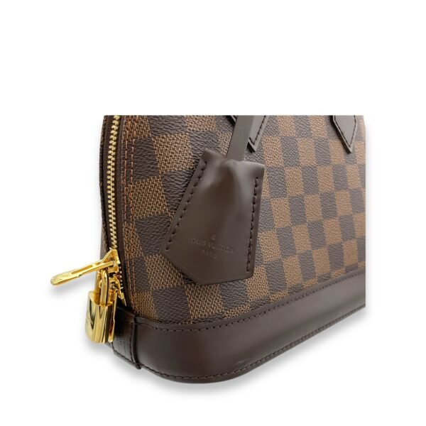Alma BB Damier Ebene Top Handle Bag in Coated Canvas, Gold hardware - Image 10