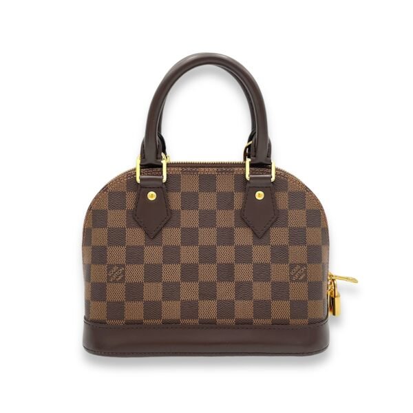 Alma BB Damier Ebene Top Handle Bag in Coated Canvas, Gold hardware - Image 2