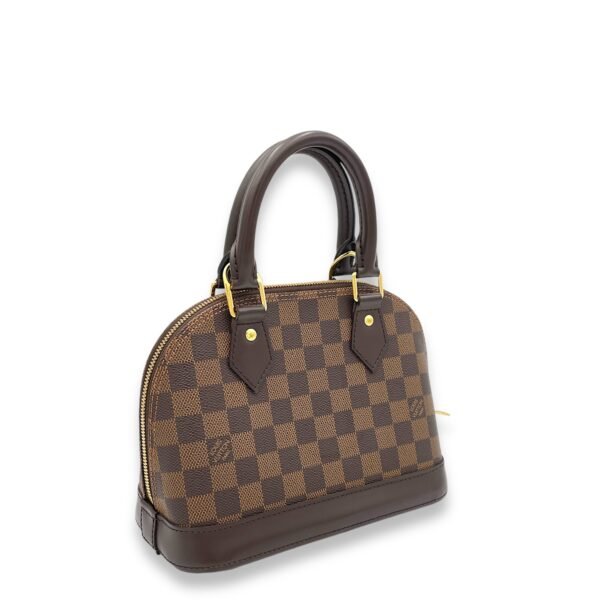 Alma BB Damier Ebene Top Handle Bag in Coated Canvas, Gold hardware - Image 4