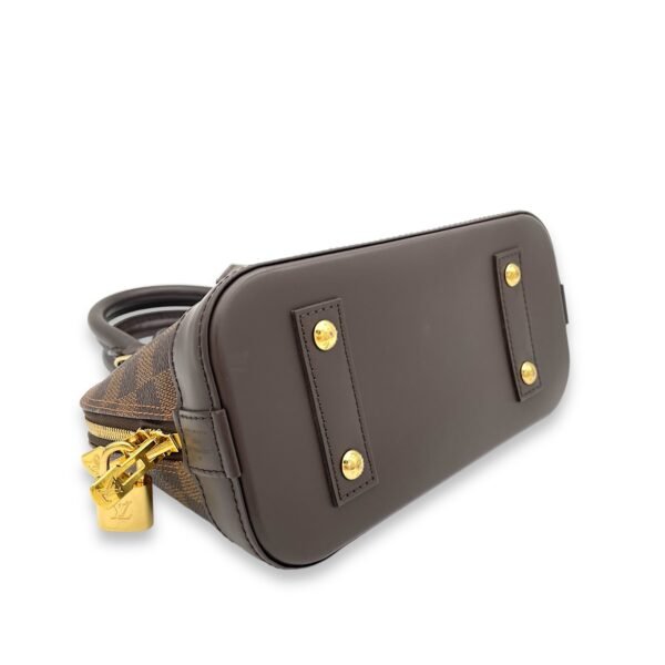 Alma BB Damier Ebene Top Handle Bag in Coated Canvas, Gold hardware - Image 5