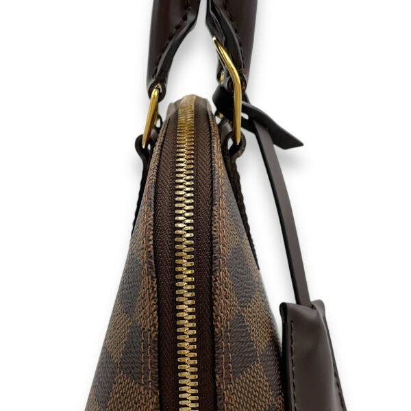 Alma BB Damier Ebene Top Handle Bag in Coated Canvas, Gold hardware - Image 8