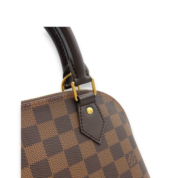 Alma BB Damier Ebene Top Handle Bag in Coated Canvas, Gold hardware - Image 9