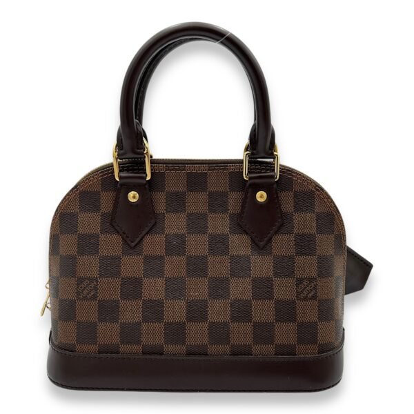 Alma BB Damier Ebene Top Handle Bag in Coated Canvas, Gold hardware - Image 2