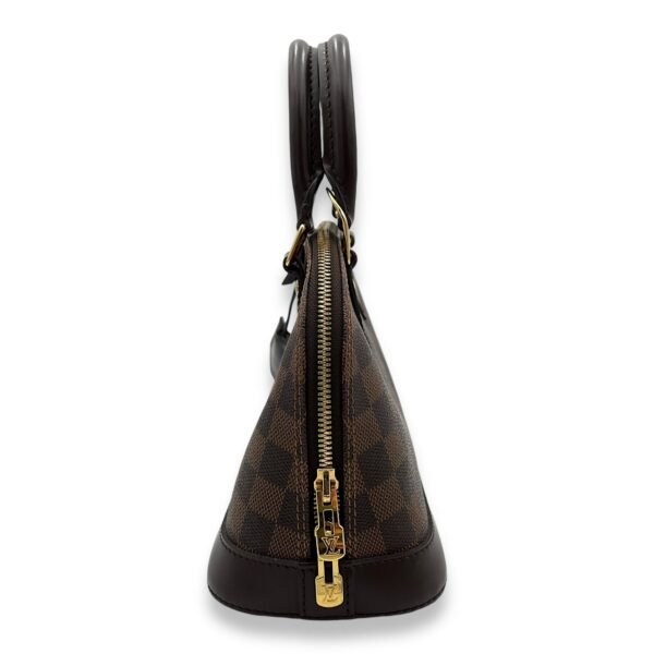 Alma BB Damier Ebene Top Handle Bag in Coated Canvas, Gold hardware - Image 3