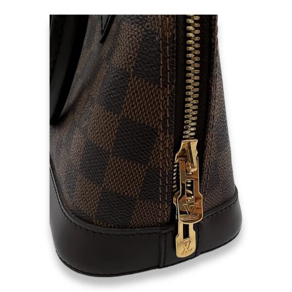 Alma BB Damier Ebene Top Handle Bag in Coated Canvas, Gold hardware - Image 8