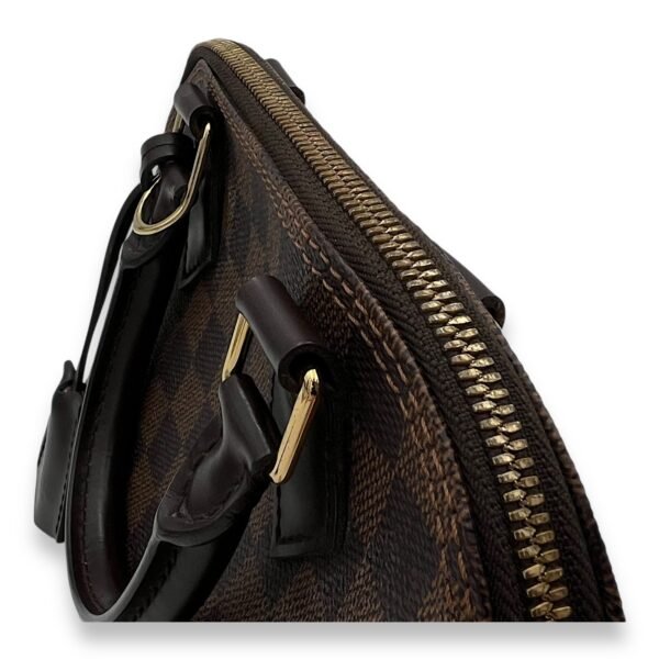 Alma BB Damier Ebene Top Handle Bag in Coated Canvas, Gold hardware - Image 9