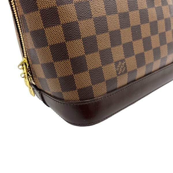 Alma Brown Top Handle Bag in Coated Canvas, Gold hardware - Image 10