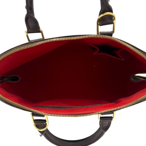 Alma Brown Top Handle Bag in Coated Canvas, Gold hardware - Image 11