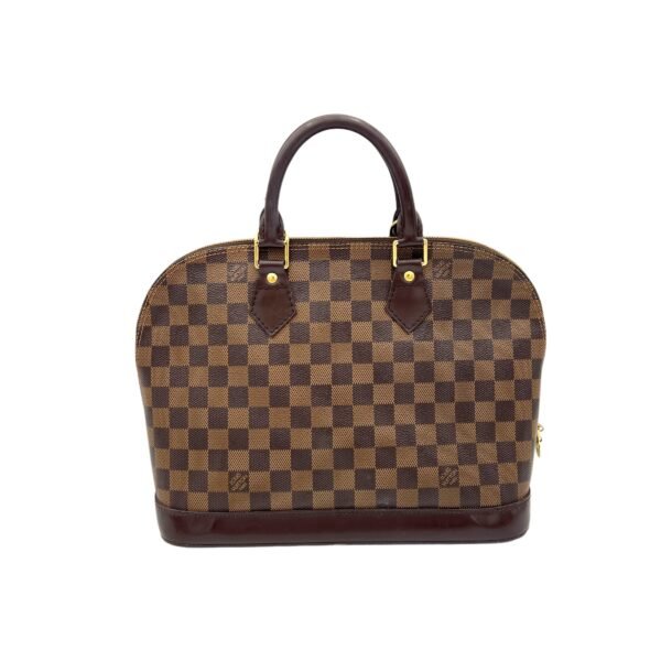 Alma Brown Top Handle Bag in Coated Canvas, Gold hardware - Image 2