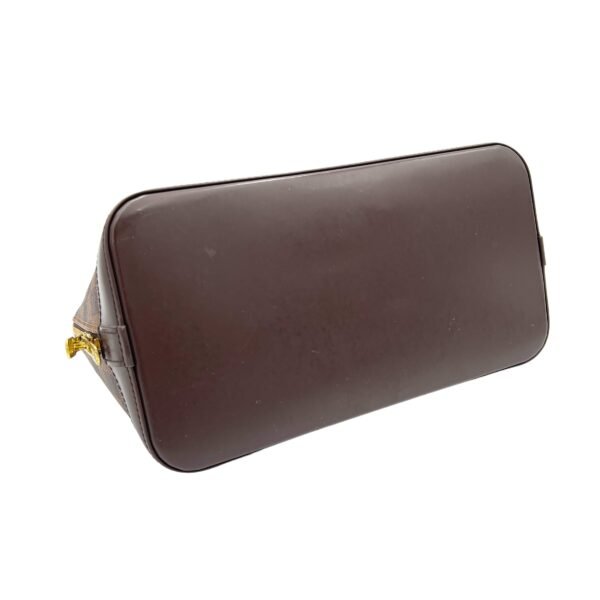 Alma Brown Top Handle Bag in Coated Canvas, Gold hardware - Image 5