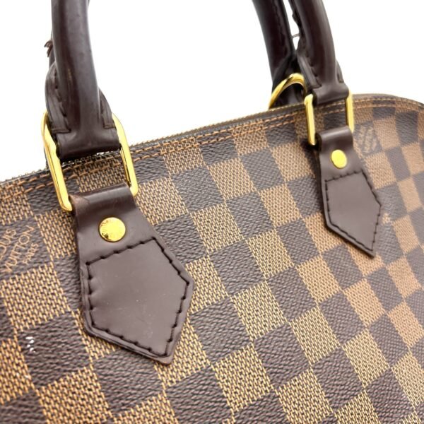 Alma Brown Top Handle Bag in Coated Canvas, Gold hardware - Image 6
