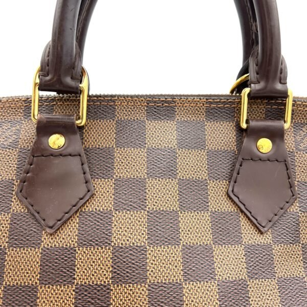 Alma Brown Top Handle Bag in Coated Canvas, Gold hardware - Image 7