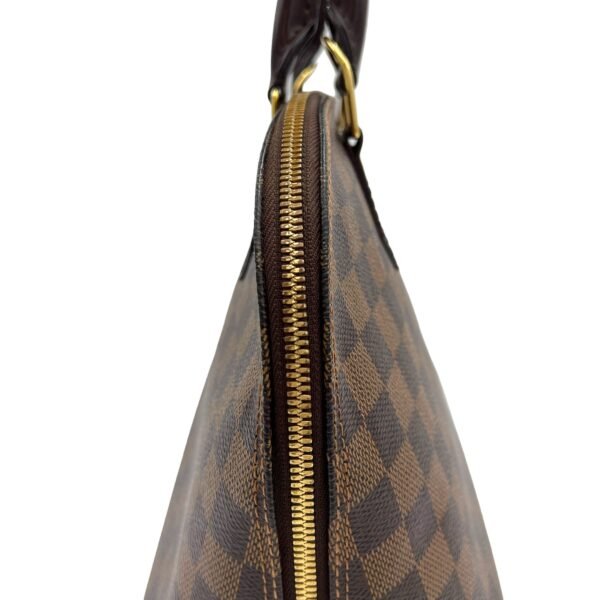 Alma Brown Top Handle Bag in Coated Canvas, Gold hardware - Image 8