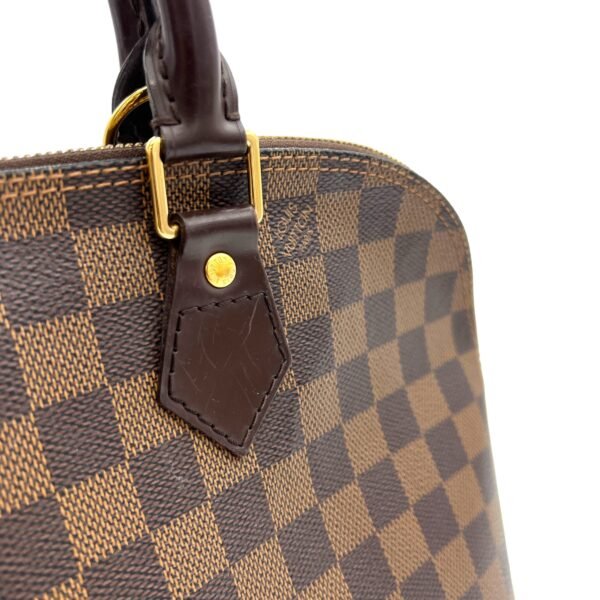 Alma Brown Top Handle Bag in Coated Canvas, Gold hardware - Image 9