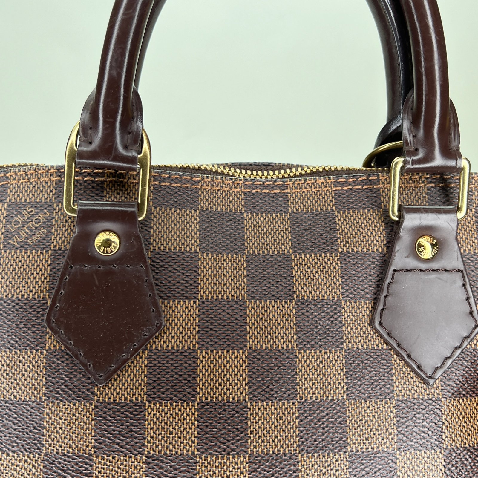 Alma MM Brown Top Handle Bag in Coated Canvas, Gold hardware - Image 7