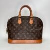 Alma PM Brown Top Handle Bag in Monogram Coated Canvas, Gold hardware - Image 2