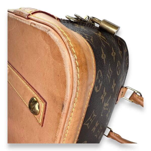 Alma PM Brown Top Handle Bag in Monogram Coated Canvas, Gold hardware - Image 11