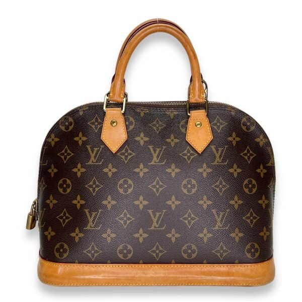 Alma PM Brown Top Handle Bag in Monogram Coated Canvas, Gold hardware - Image 2