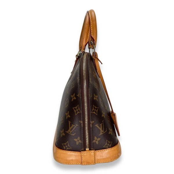 Alma PM Brown Top Handle Bag in Monogram Coated Canvas, Gold hardware - Image 4