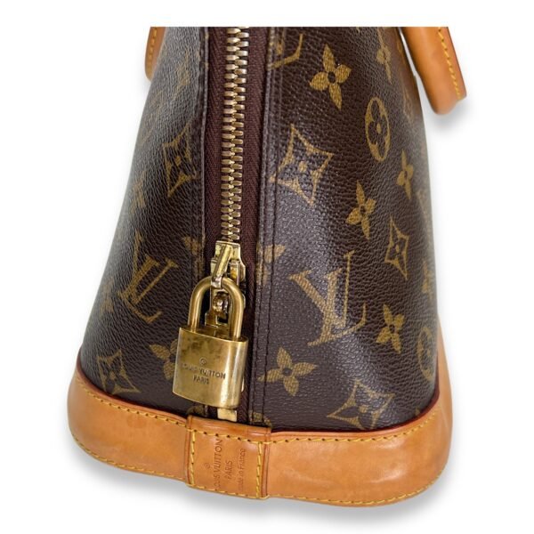 Alma PM Brown Top Handle Bag in Monogram Coated Canvas, Gold hardware - Image 6