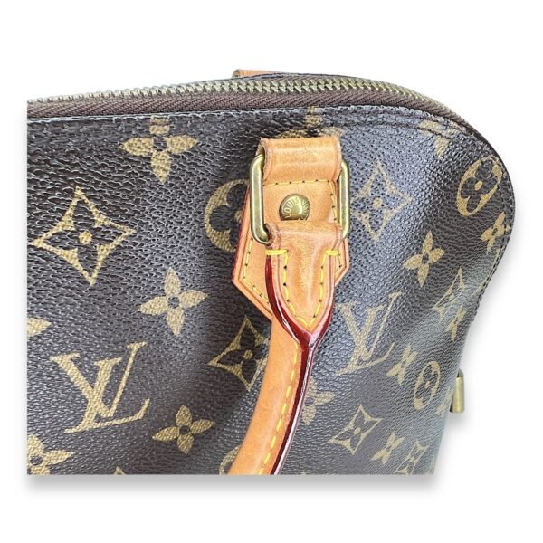 Alma PM Brown Top Handle Bag in Monogram Coated Canvas, Gold hardware - Image 7