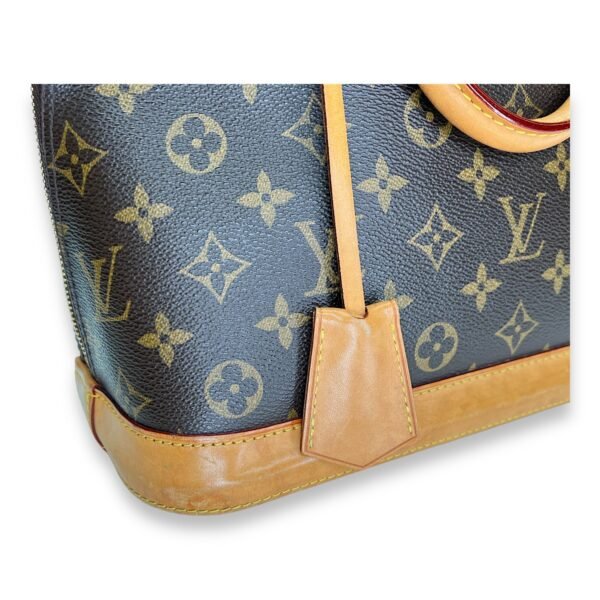 Alma PM Brown Top Handle Bag in Monogram Coated Canvas, Gold hardware - Image 8