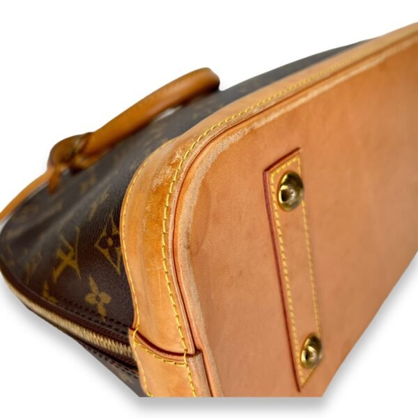 Alma PM Brown Top Handle Bag in Monogram Coated Canvas, Gold hardware - Image 9