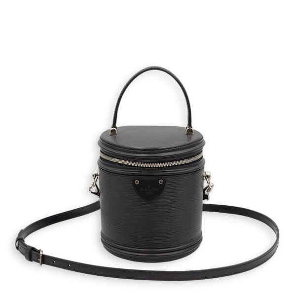 Cannes Black Top Handle Bag in Epi Leather, Palladium hardware - Image 6