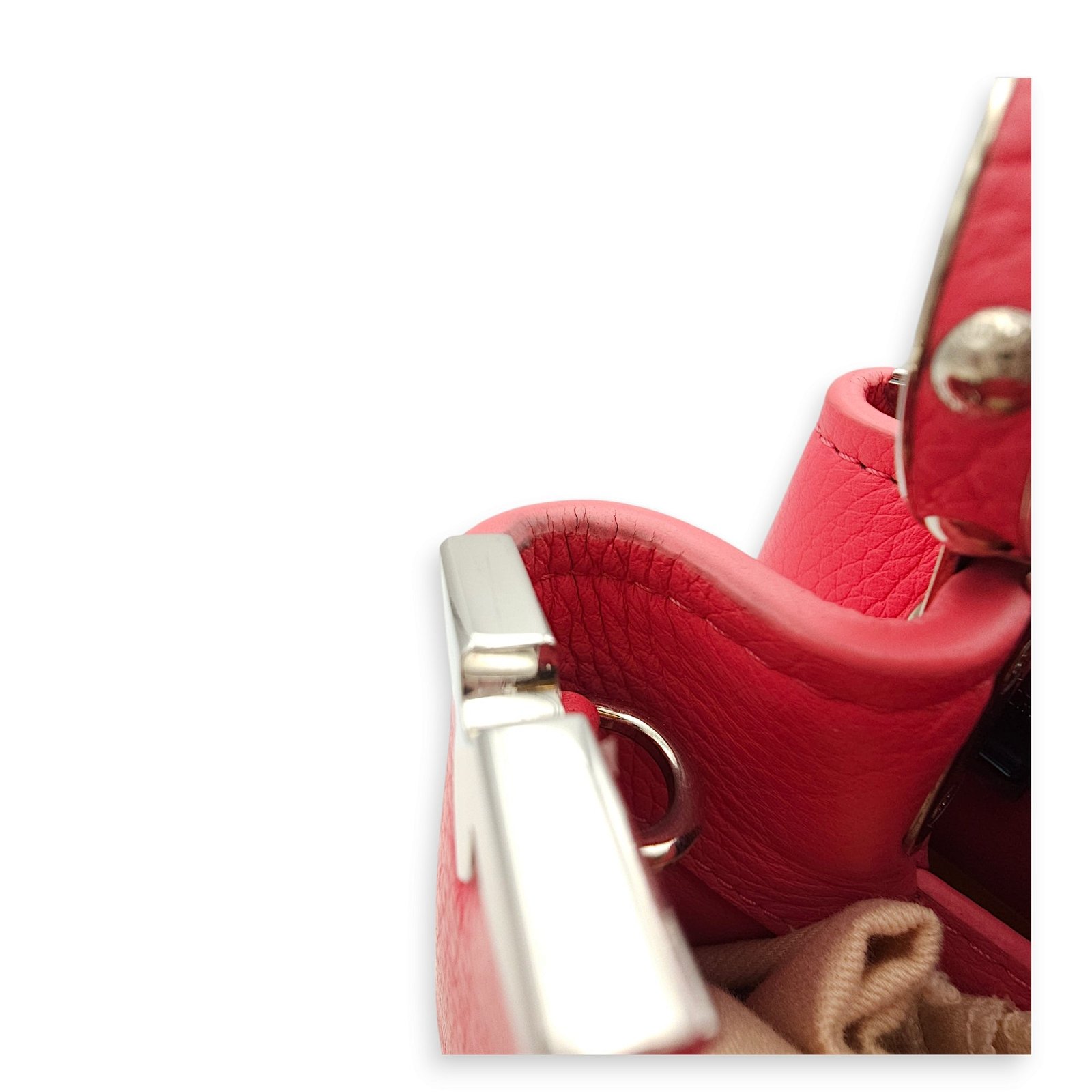 Capucines BB Pink Top Handle Bag in Taurillon Leather, Silver hardware - Image 10