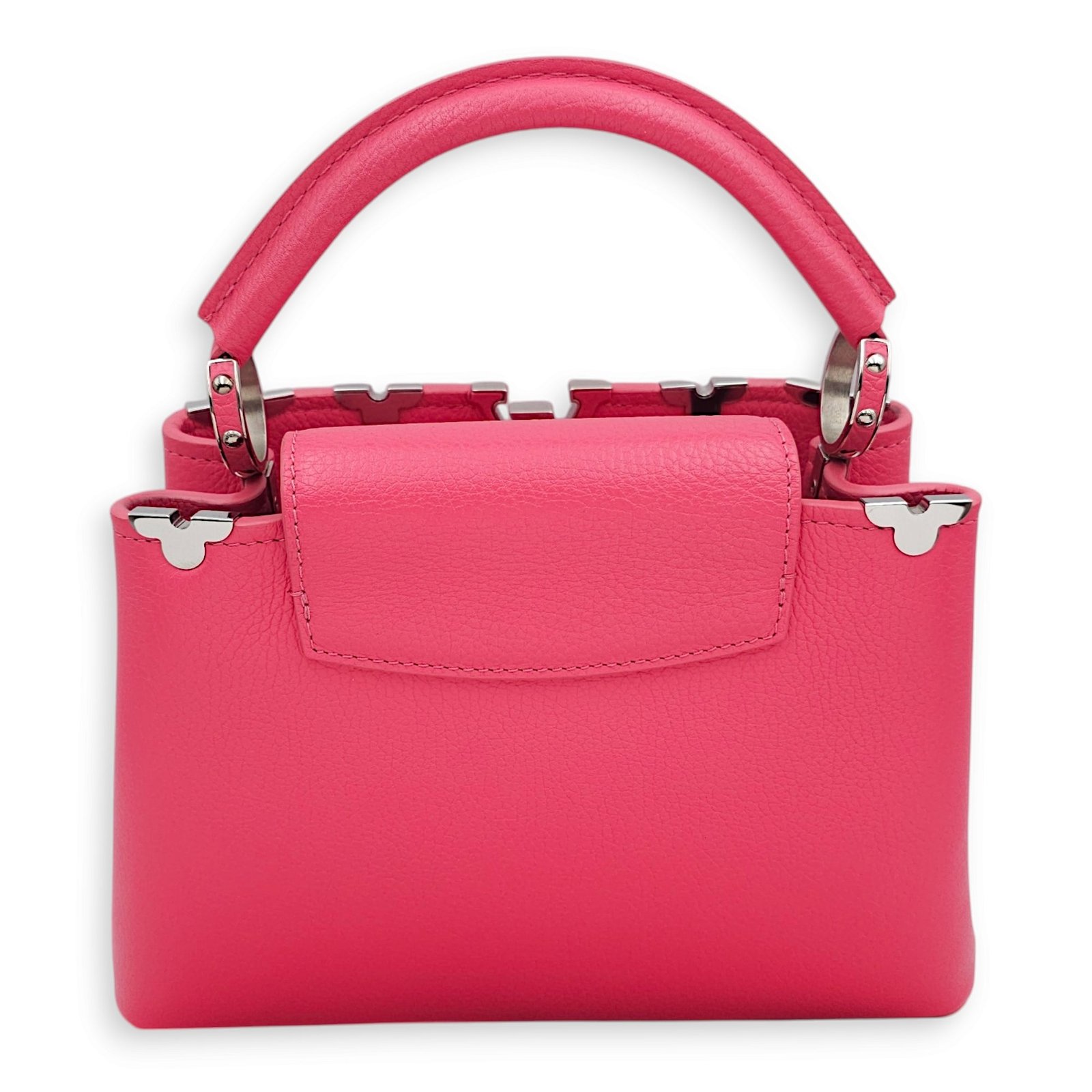 Capucines BB Pink Top Handle Bag in Taurillon Leather, Silver hardware - Image 4
