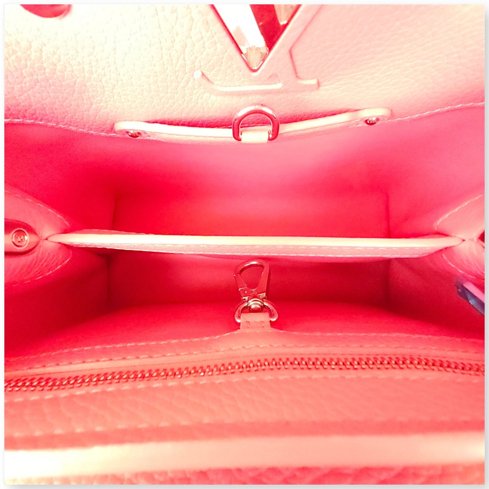 Capucines BB Pink Top Handle Bag in Taurillon Leather, Silver hardware - Image 8