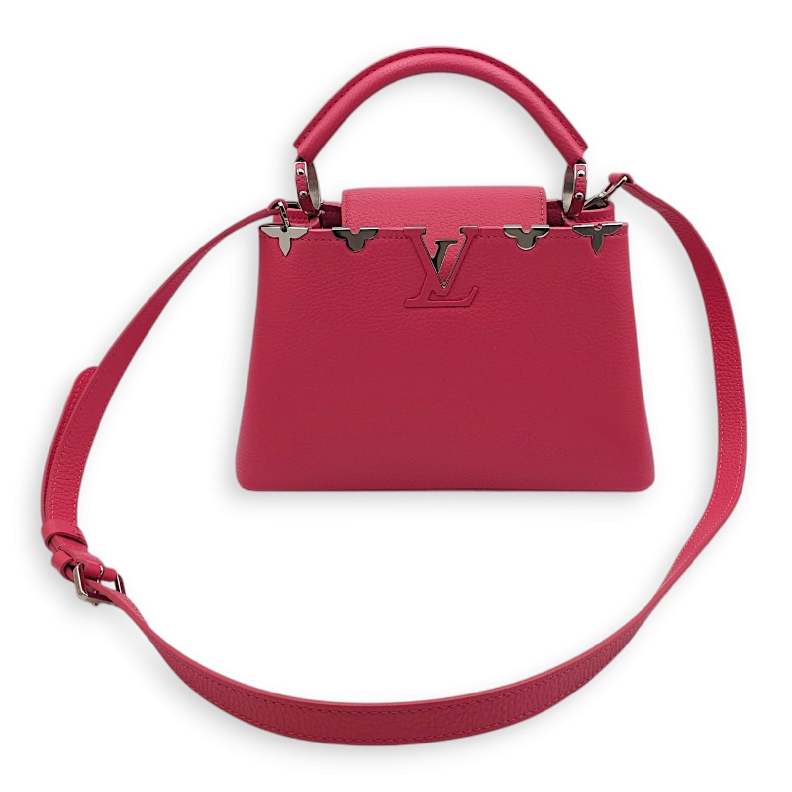 Capucines BB Pink Top Handle Bag in Taurillon Leather, Silver hardware - Image 9