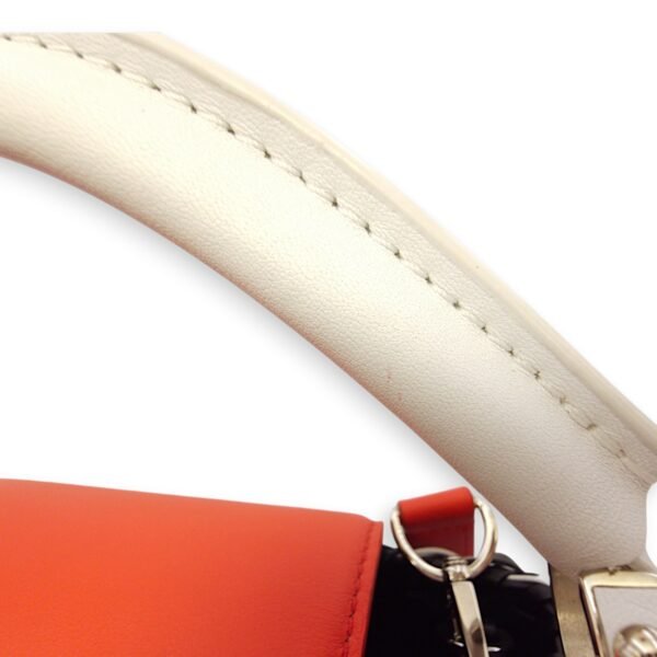 Capucines BB Red/White/Pink/Black Top Handle Bag in Braided Calf, Palladium hardware - Image 11