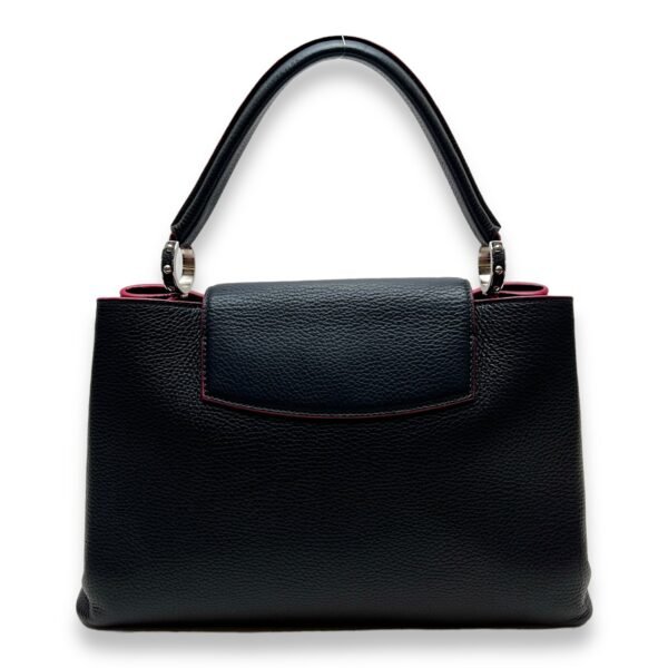 Capucines MM Black Top Handle Bag in Taurillon Leather, Silver hardware - Image 2