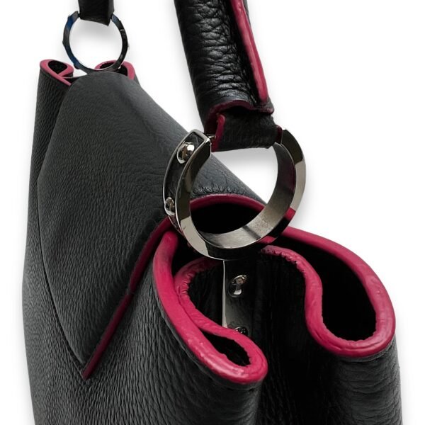 Capucines MM Black Top Handle Bag in Taurillon Leather, Silver hardware - Image 8