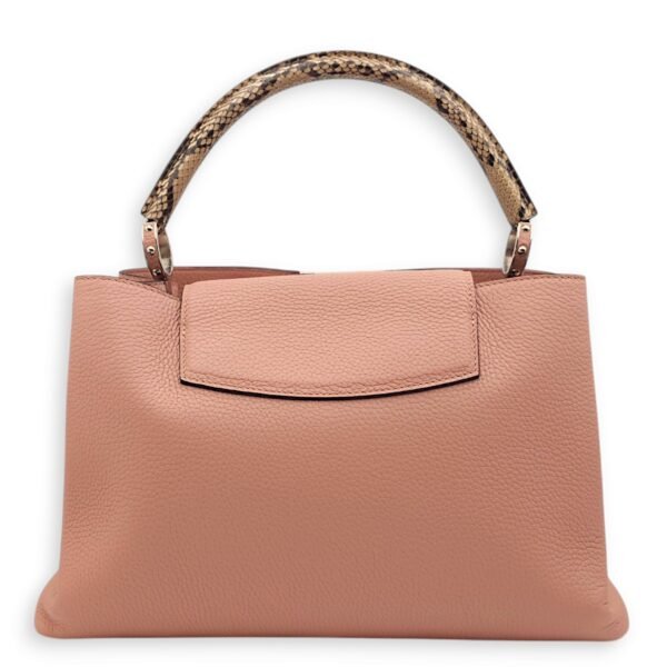 Capucines MM Magnolia / Beige/ Brown Python Handle Top Handle Bag in Taurillon Leather, Palladium hardware - Image 2