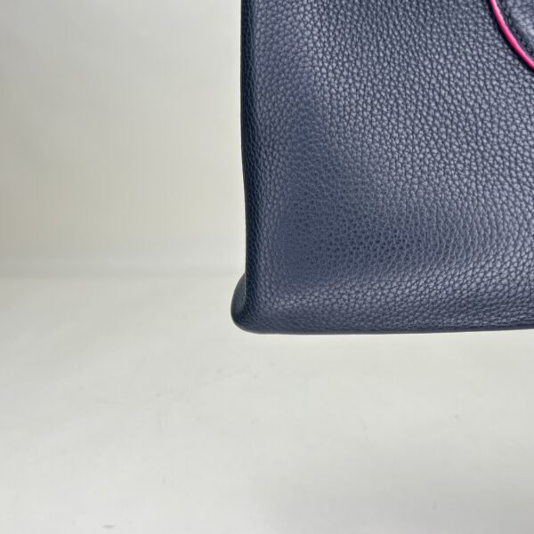 Capucines MM Navy Top Handle Bag in Clemence Taurillon Leather, Silver hardware - Image 10