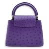 Capucines Mini Amethyste Crossbody Bag in Ostrich, Gold hardware - Image 2