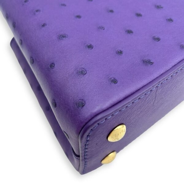 Capucines Mini Amethyste Crossbody Bag in Ostrich, Gold hardware - Image 3