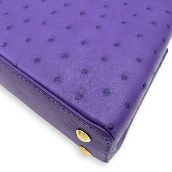Capucines Mini Amethyste Crossbody Bag in Ostrich, Gold hardware - Image 4