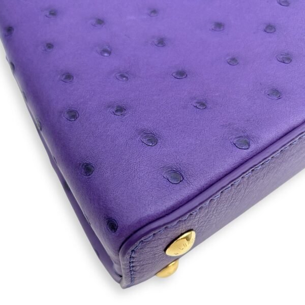 Capucines Mini Amethyste Crossbody Bag in Ostrich, Gold hardware - Image 5