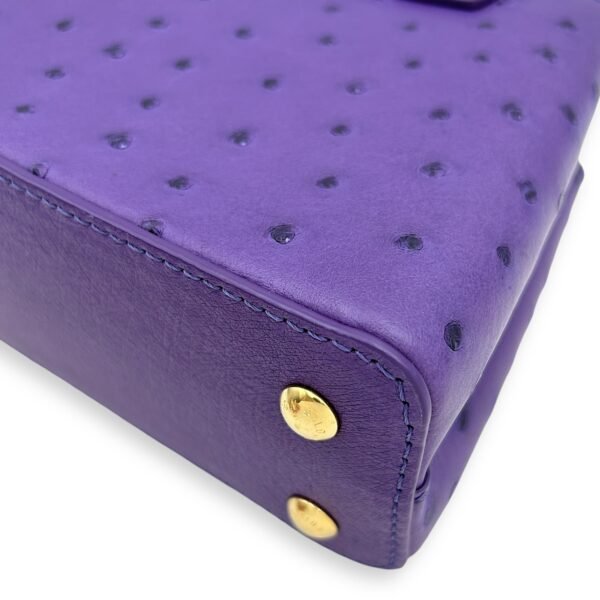 Capucines Mini Amethyste Crossbody Bag in Ostrich, Gold hardware - Image 6