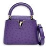 Capucines Mini Amethyste Crossbody Bag in Ostrich, Gold hardware - Image 7