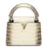 Capucines Mini Himalayan Top Handle Bag in Matte Niloticus, Palladium hardware