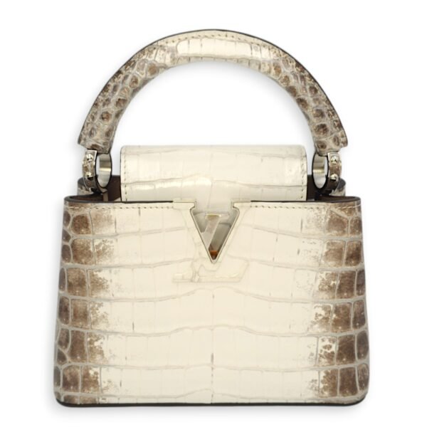 Capucines Mini Himalayan Top Handle Bag in Matte Niloticus, Palladium hardware