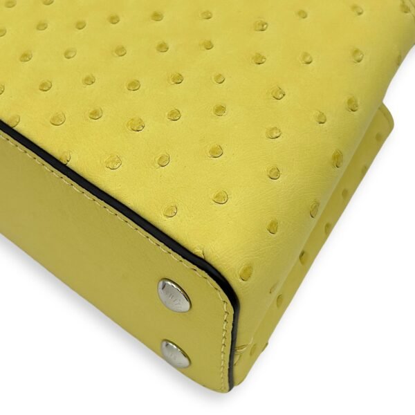 Capucines Mini Jaune Crossbody Bag in Ostrich, Silver hardware - Image 4