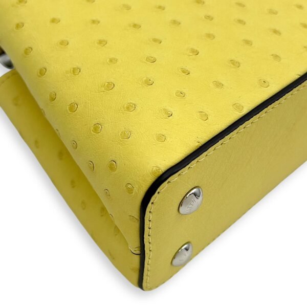 Capucines Mini Jaune Crossbody Bag in Ostrich, Silver hardware - Image 5