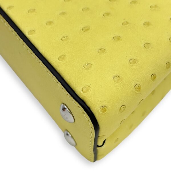 Capucines Mini Jaune Crossbody Bag in Ostrich, Silver hardware - Image 6
